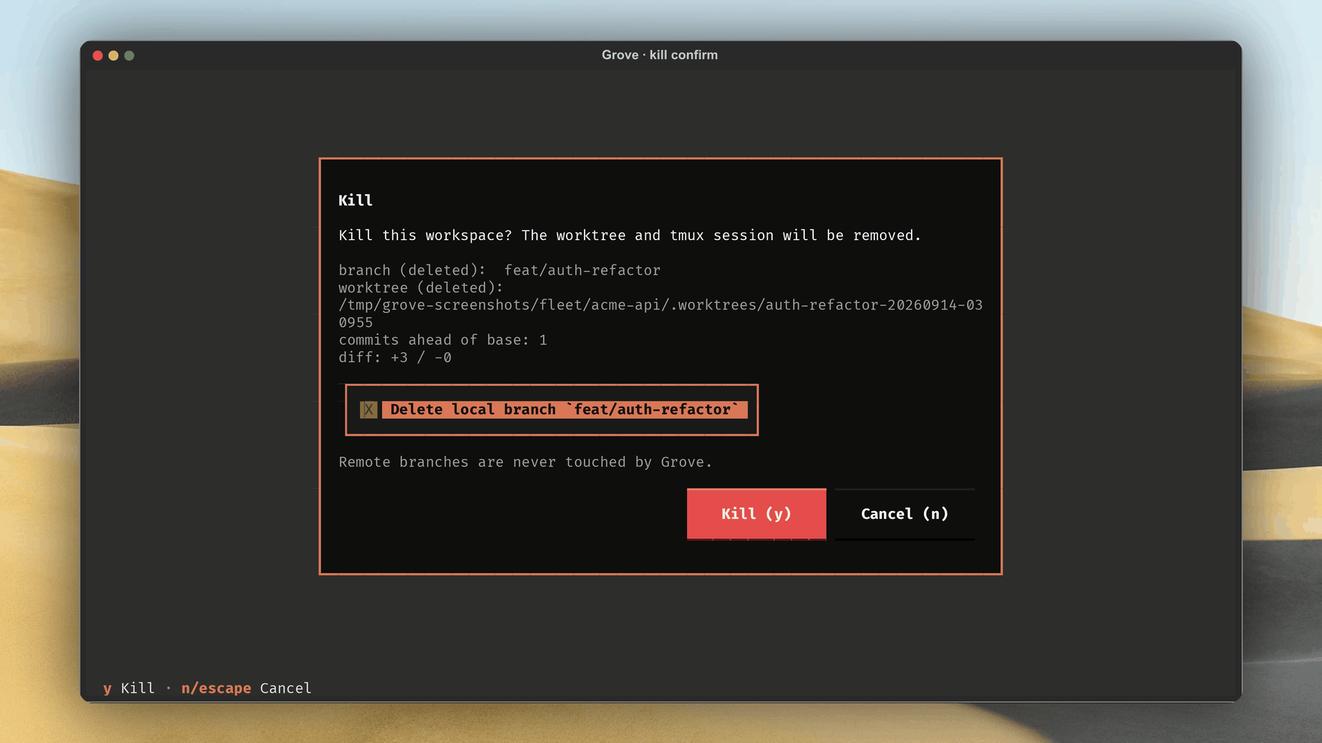 Kill confirm modal