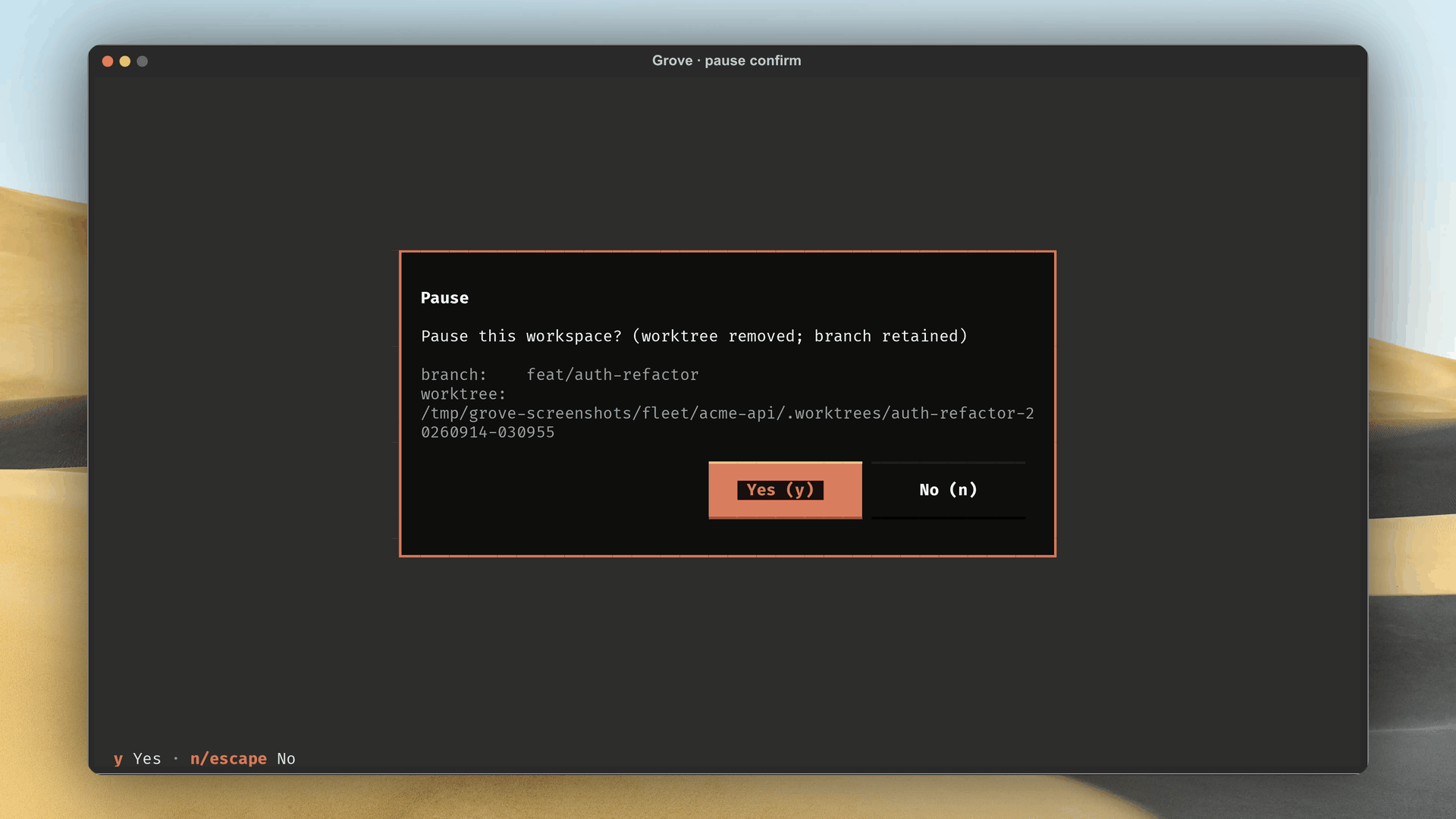Pause confirm modal